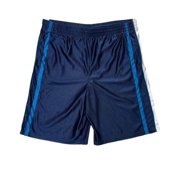 Navy White Athletic Gym Shorts activewear boys Size 14 - Picture 6 of 6